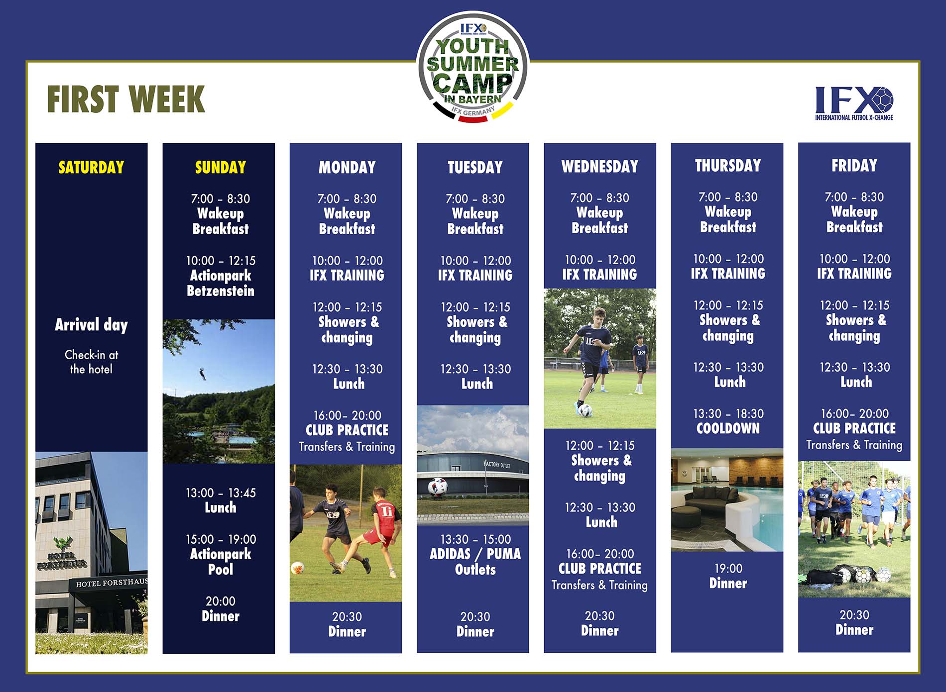 first week camp schedule 